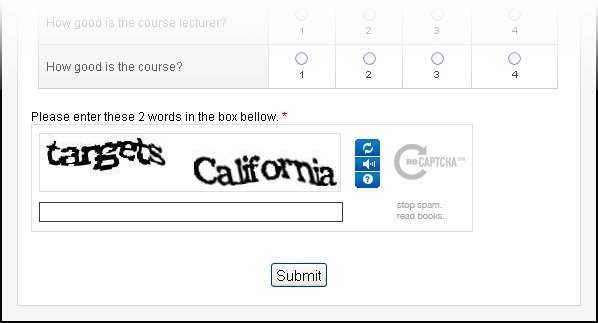 screenshot of Captcha on the sign-up form