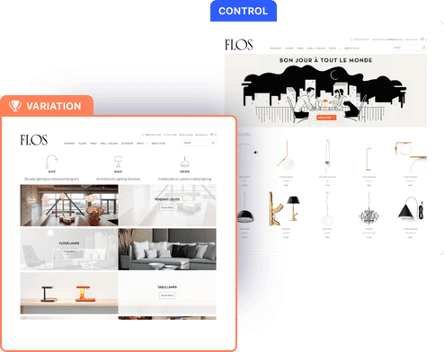 a/b test on Flos website